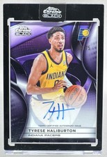 Tyrese Haliburton 2025 Topps Chrome Black #AU-TH Purple Refractor Auto 65/75
