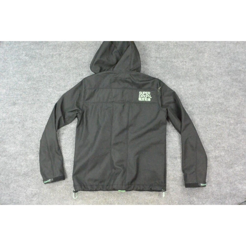 Superdry Windtrekker Japan Mens Med Black Green Softshell Hooded Jacket - Image 3 of 4