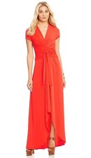 NWT $130 MICHAEL KORS High-Low Faux Wrap Maxi Dress Coral Reef 8