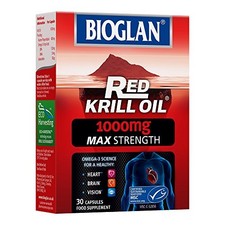 Bioglan Red Krill Oil Max Strength 1000 mg high in Omega-3 Fish Oil, EPA & DHA