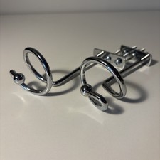 1 Pair Chrome Curtain Tie Back Hooks VGC With Fixings 