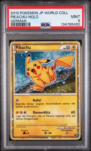 2010 POKEMON JAPANESE WORLD COLLECTION GERMAN PIKACHU-HOLO PSA 9