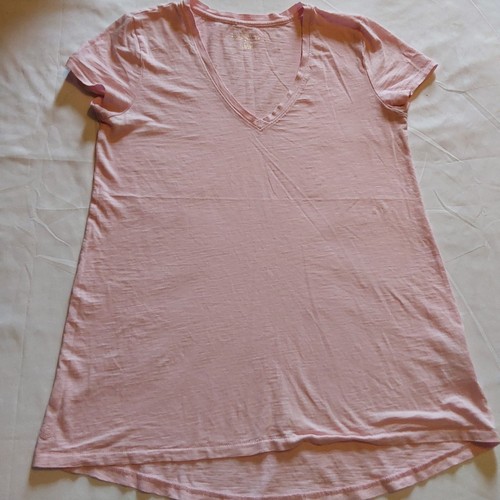 Lilly Pulitzer Women's Etta V-Neck Top Short Sleeve Pima Cotton Pink Sz XXS - Picture 2 of 8