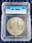 1923 Silver Peace Dollar - Philadelphia Mint - 90% Silver - ICG MS 65