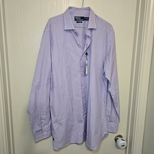 168 Polo Ralph Lauren Men's Custom-Fit Poplin Shirt, Purple, L 16.5