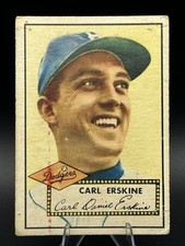 1952 Topps - Carl Erskine - #250 Brooklyn Dodgers - Red back FREE SHIPPING