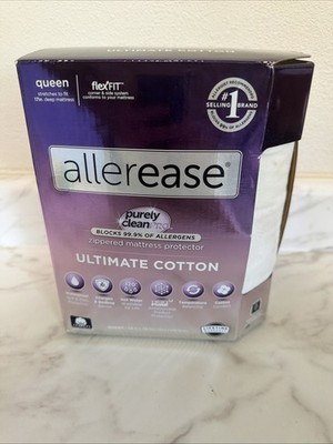AllerEase Purely Clean Pro Cotton Zippered Mattress Protector Queen New