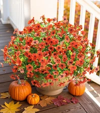 Artificial Fall Flowers Faux Mums for Outdoor Indoor Garden Home Decoration, Fau