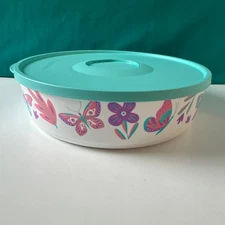 Tupperware Click Container Twist Stack Store 2.5Qt/ 10.5 Cup Flowers butterfly