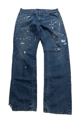 Jack Jones Denim Jeans Men s Straight 33x31 Button Fly Dark Wash Distressed