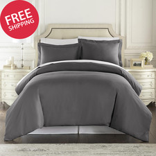Duvet Cover - Grey Queen Size Duvet Cover - 3 Piece Soft Breathable Microfiber D