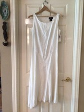 Style & Co 100% Linen White Sleeveless Bias Cut Dress SZ 6 New W/Tags