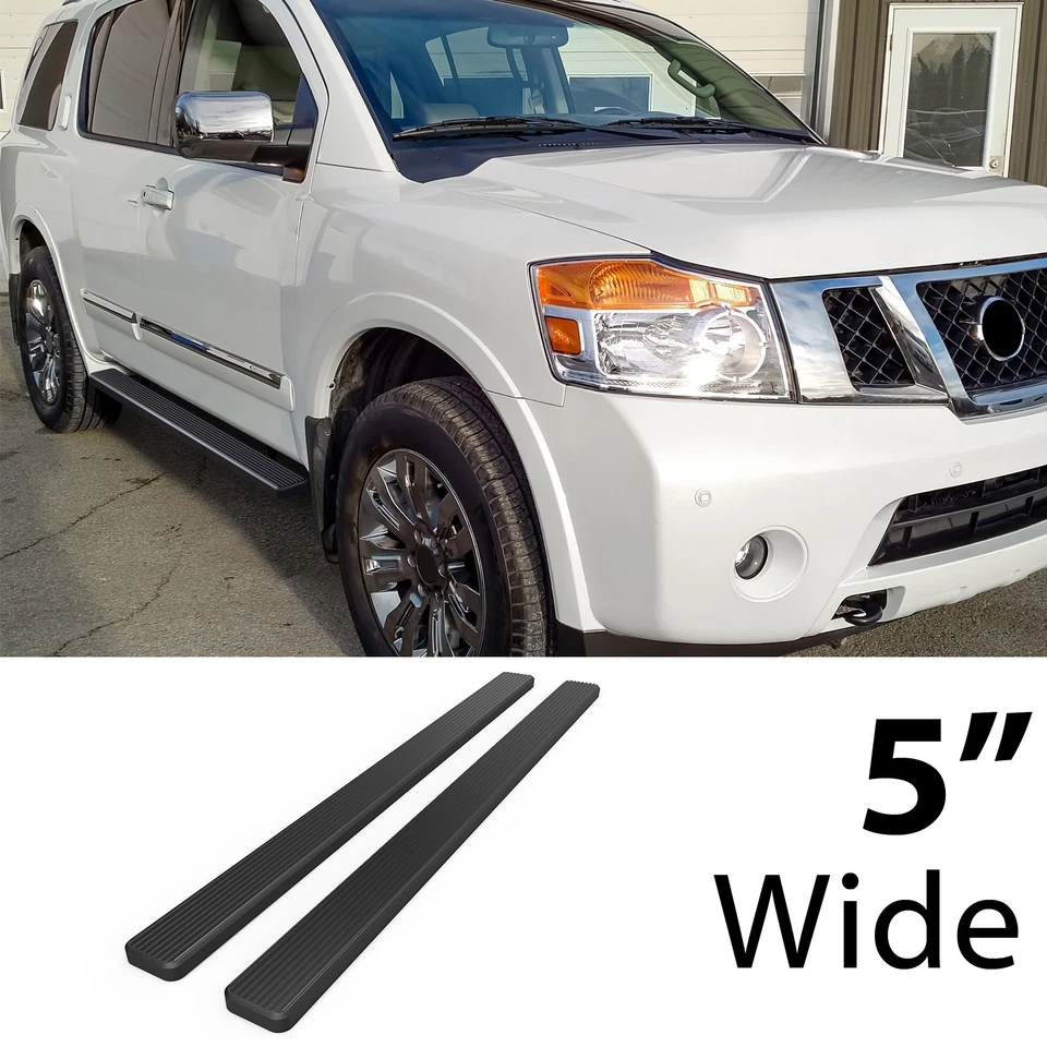 Prancha de corrida HD Ridez 5" aço inoxidável preta ajuste 04-16 Nissan Armada - Imagem 2 de 4