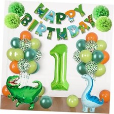 Dinosaur 1st Birthday Party Decorations for Boys Girls, Dinosaur Foil Green