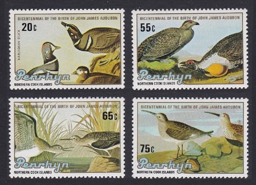 Penrhyn Duck Grouse Sandpiper Dunlin Birds Audubon 4v 1985 MNH SG#373-376