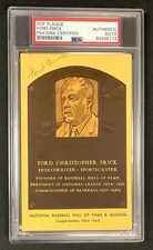 Ford Frick Signed Gold Plaque HOF Postcard Yellow Autograph PSA/DNA
