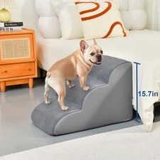 Dog Stairs Small Dogs 15.7” H Pet High-Density Foam 3-Step Steps Bed Couch Sofa