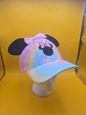 Disney Women's Tie Dye With Satin Bow Minnie Mouse Ear Hat Baseball Embroidered