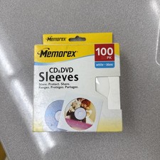 Memorex CD  DVD Sleeves 100pk White W/ Clear Circle Front 3202 1961 