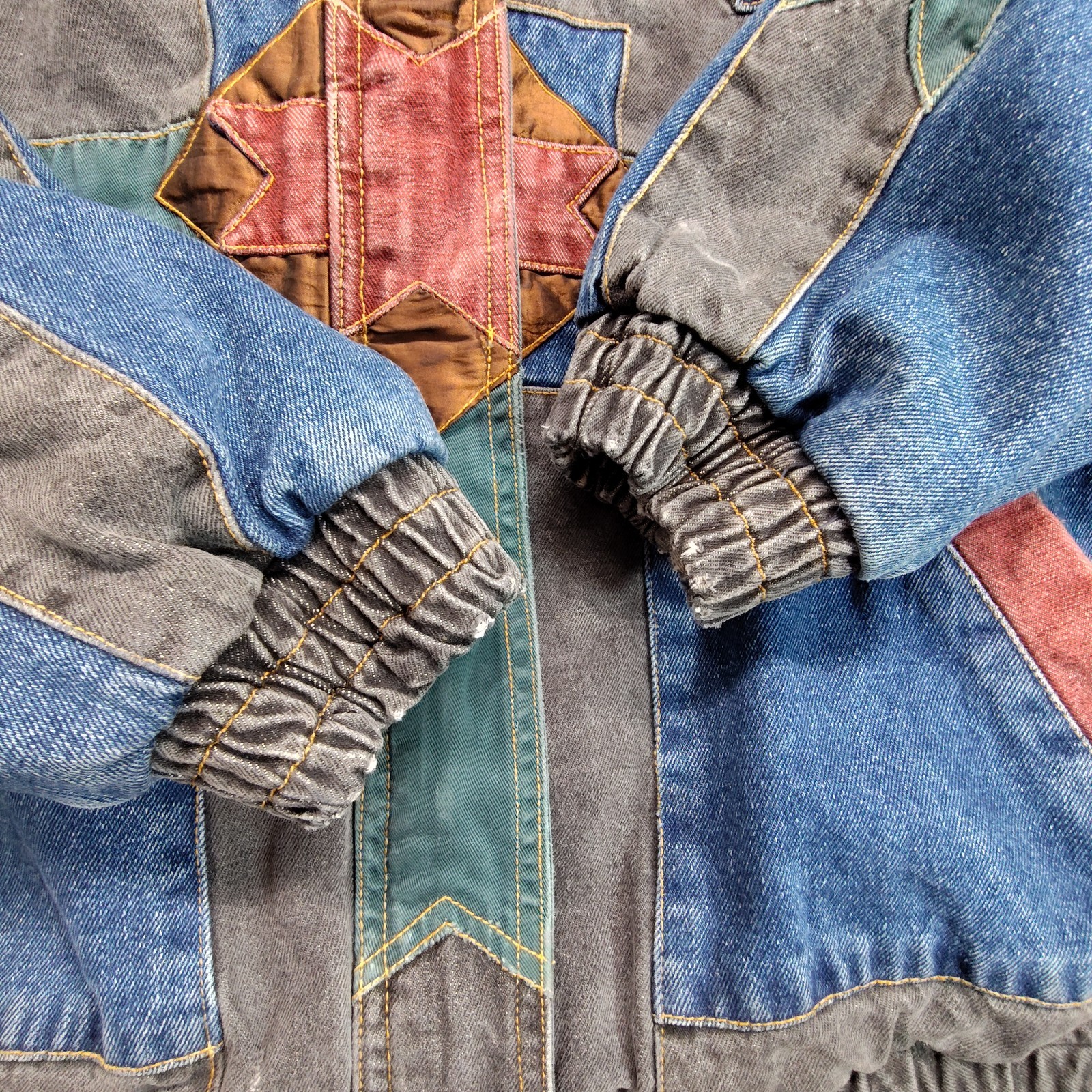 Vtg 80s Patchwork Denim Jacket Size Medium Southw… - image 5