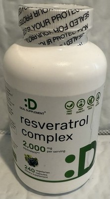 Resveratrol Complex 2,000mg, 240 Veggie Capsules   Extra Strength 02/2027