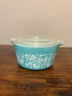 VTG Pyrex 1 QT Amish Butterprint Cinderella Round Casserole Dish #473