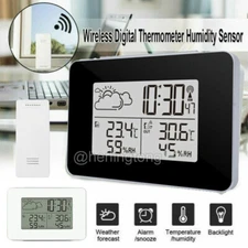 Wireless Weather Station Clock Digital LCD Indoor & Outdoor Humidity Thermometer