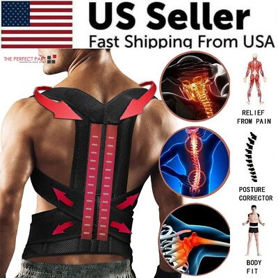 Adjustable Posture Corrector Low Back Support Shoulder Brace Belt For Men Women - Image 1 of 4