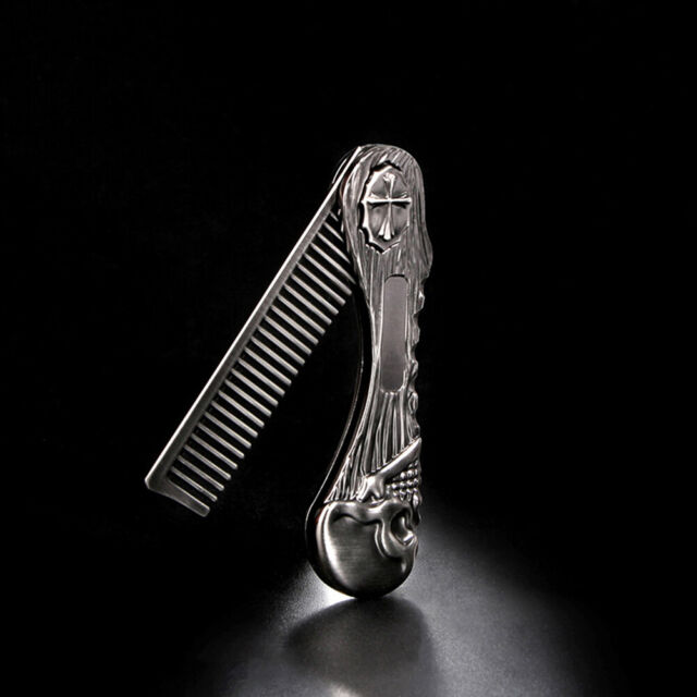 Beard Comb Portable Durable Hairdressing Styling Comb Men Accessories (Silver)