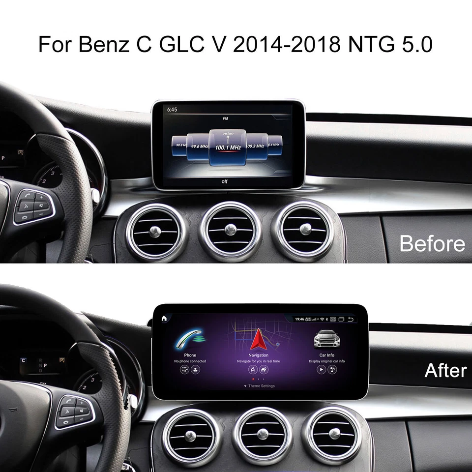 Pantalla GPS Carplay 12.3" Android13 para Mercedes C GLC V W205 C43 estéreo de coche 256G Foto 2 de 4