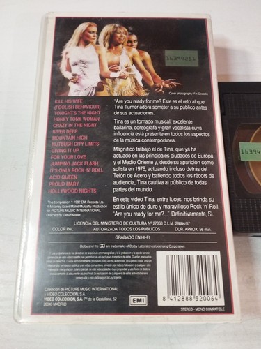 Tina Turner Live Nice ´N´Roll 1982 EMI 56 min - VHS Tape Español - Imagen 4 de 5