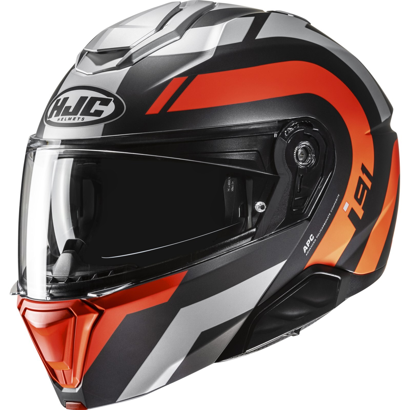 Motorcycle Helmet S - HJC i91 Arven - Touring Flip up Schwarz Silber Fluorot