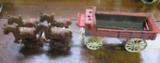 Vintage Cast Iron HORSE Drawn - 2 SETS OF HORSES AS IS WAGON MISSING PARTS