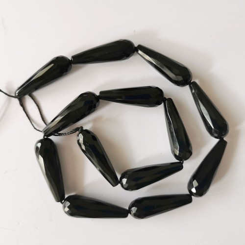 Full Strand Black/Blue/Brownish Red Agate Faceted Long Teardrop Beads 30x10mm - 第 5/10 張圖片