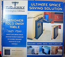 Tuc-Away Designer Fold Away Plastic End Side Front Table Desk Black New  M3740