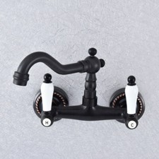 Black Oil Rubbed Brass Kitchen Faucet Bathroom Sink Mixer Tap Wall Mount ssf749