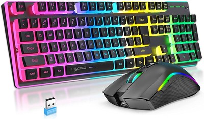 HXSJ L96 Wireless Gaming Keyboard and Mouse Pudding Keycap Rechargeable RGB