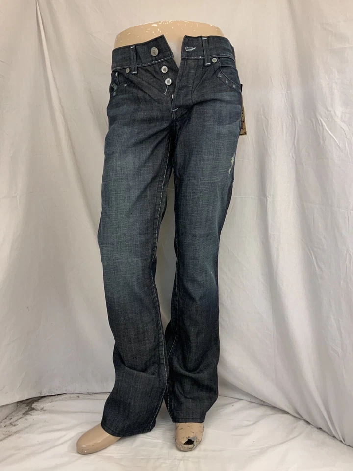 Jeans William Rast 30x34 Azul Algodón Lavado Oscuro Poli Hecho en EE. UU. NUEVO CON ETIQUETAS YGI N1-305CG Foto 2 de 4