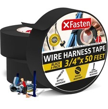 XFasten Wire Harness Tape, 3/4-Inch by 50-Foot 3-Pack , Black