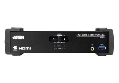 Aten CS1822-AT-G 2-Port USB 3.0 4K HDMI KVMP  Switch with Audio Mixer Mode