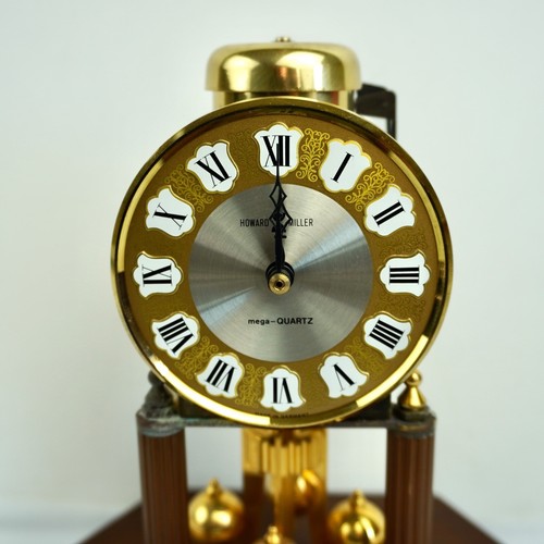 VTG Howard Miller Clock mega Quartz Dual Chime Wood Glass Brass NOT Working - Picture 10 of 13