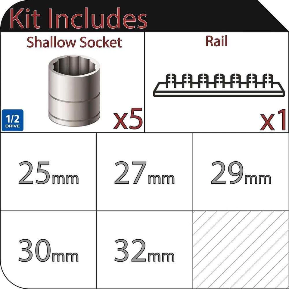 Husky 1/2 in. Drive Metric Large Socket Set (5-Piece) - Image 2 of 4