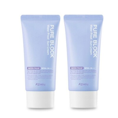 A'PIEU Pure Block Waterproof Sunscreen Cream SPF50+ PA+++ 50ml x 2ea K-beauty