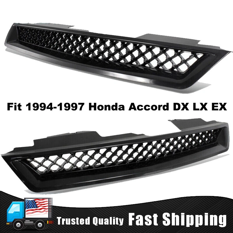 Parrilla del capó delantero apta para Honda Accord DX LX EX T-R tipo malla negra 1994-1997 Foto 2 de 4