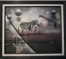 Josef  KUGLER SIGNED LISTED ARTIST MULTI-MEDIA AFRICA ABSTRACT SPACE  ON CANVAS 