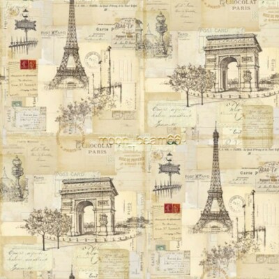 I Dream Of Paris L'Amour de la Vie La Tour Eiffel Tower Post Card Collage Fabric