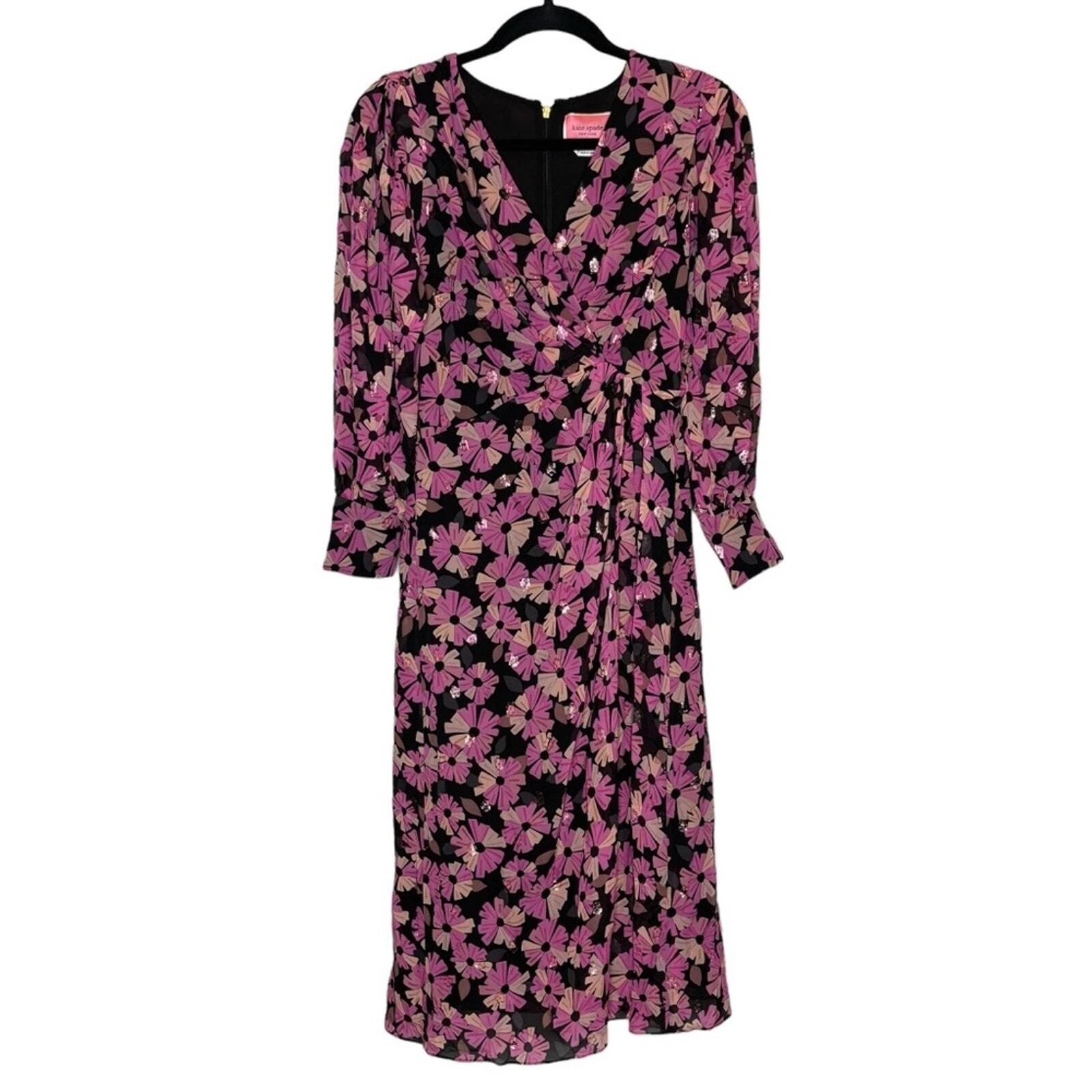 Abito Kate Spade Wallflower seta midi nuovo con etichette