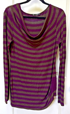 Ella Moss Women's Blouse Top Shirt Purple Gray Large Soft Warm Beach Fun Luxe