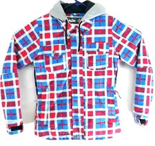 Pulse Ski Jacket Hooded Women Xs Winter Water Windproof Plaid Blue Red Coat