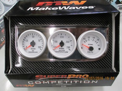 Automotive Competition oil/volt/temp 3 gauge kit 5155 Make Waves, Super Pro